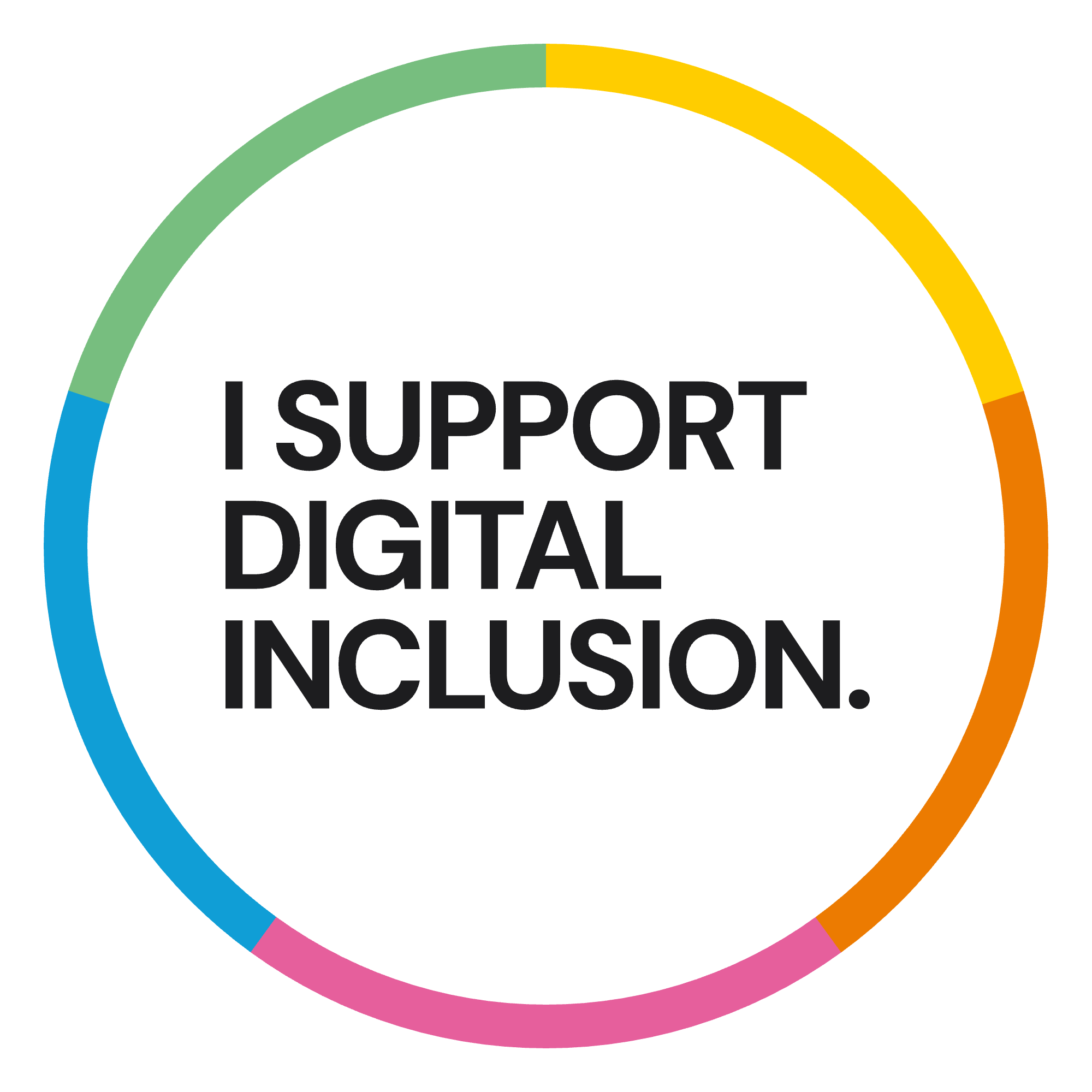 Supporter badge, round: I support digital inclusion.